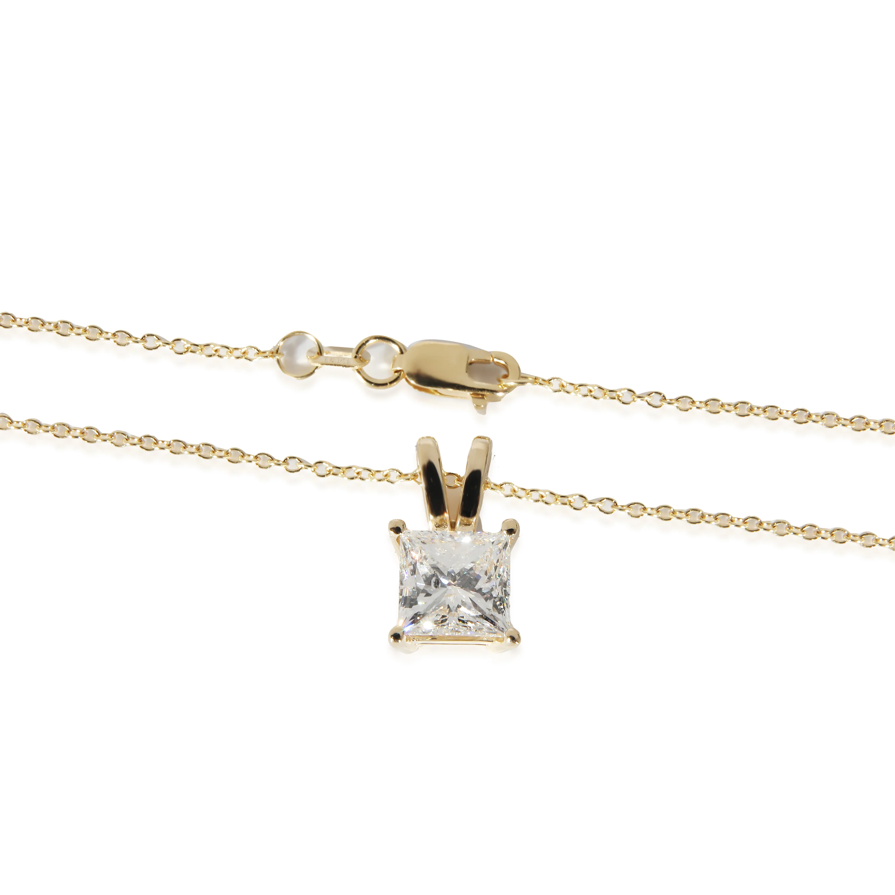 Princess Solitaire Diamond Pendant in 14K Yellow Gold (1.81 CTW) - Image 3
