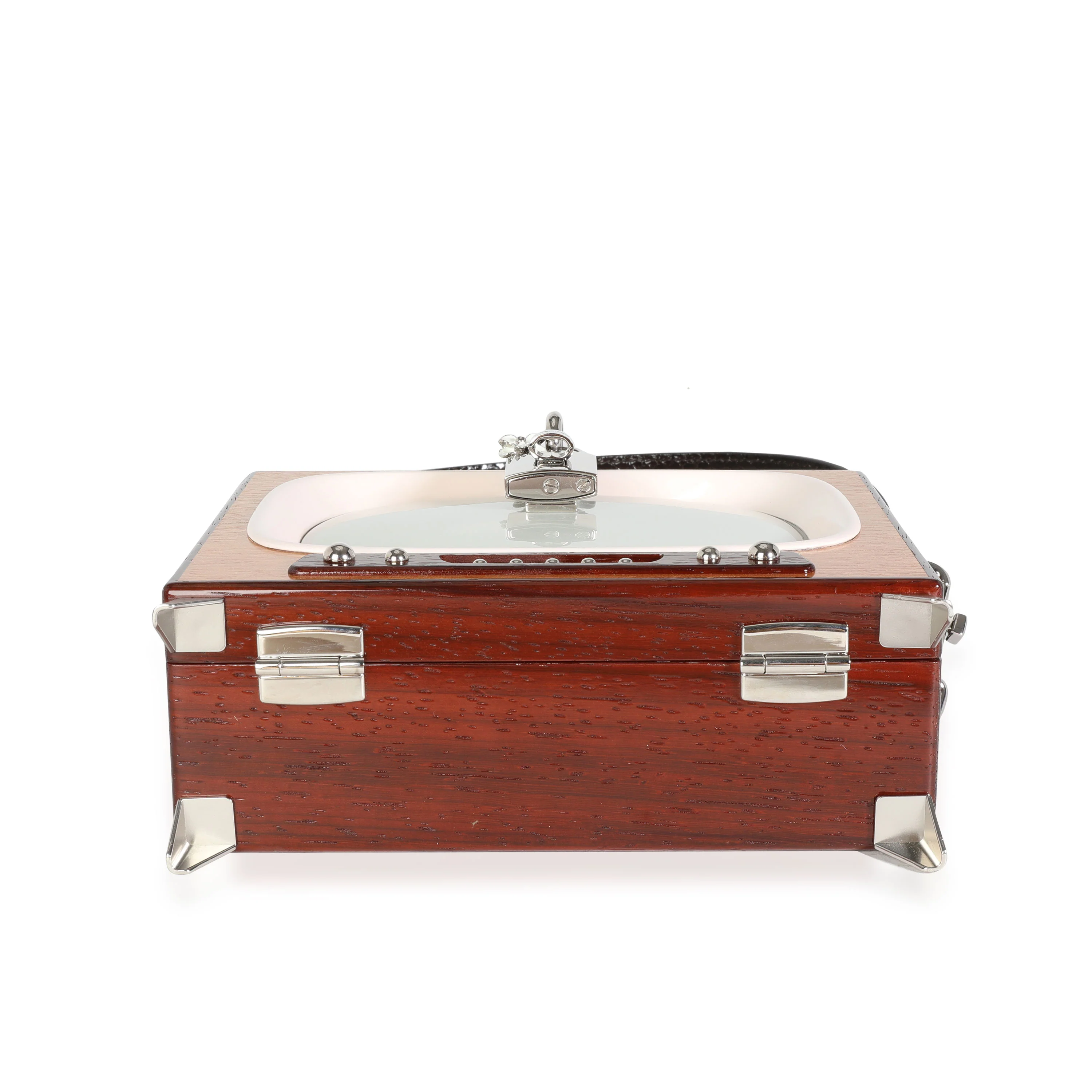 Hand Painted Wooden TV Box Bag with Snakeskin Strap - Image 5