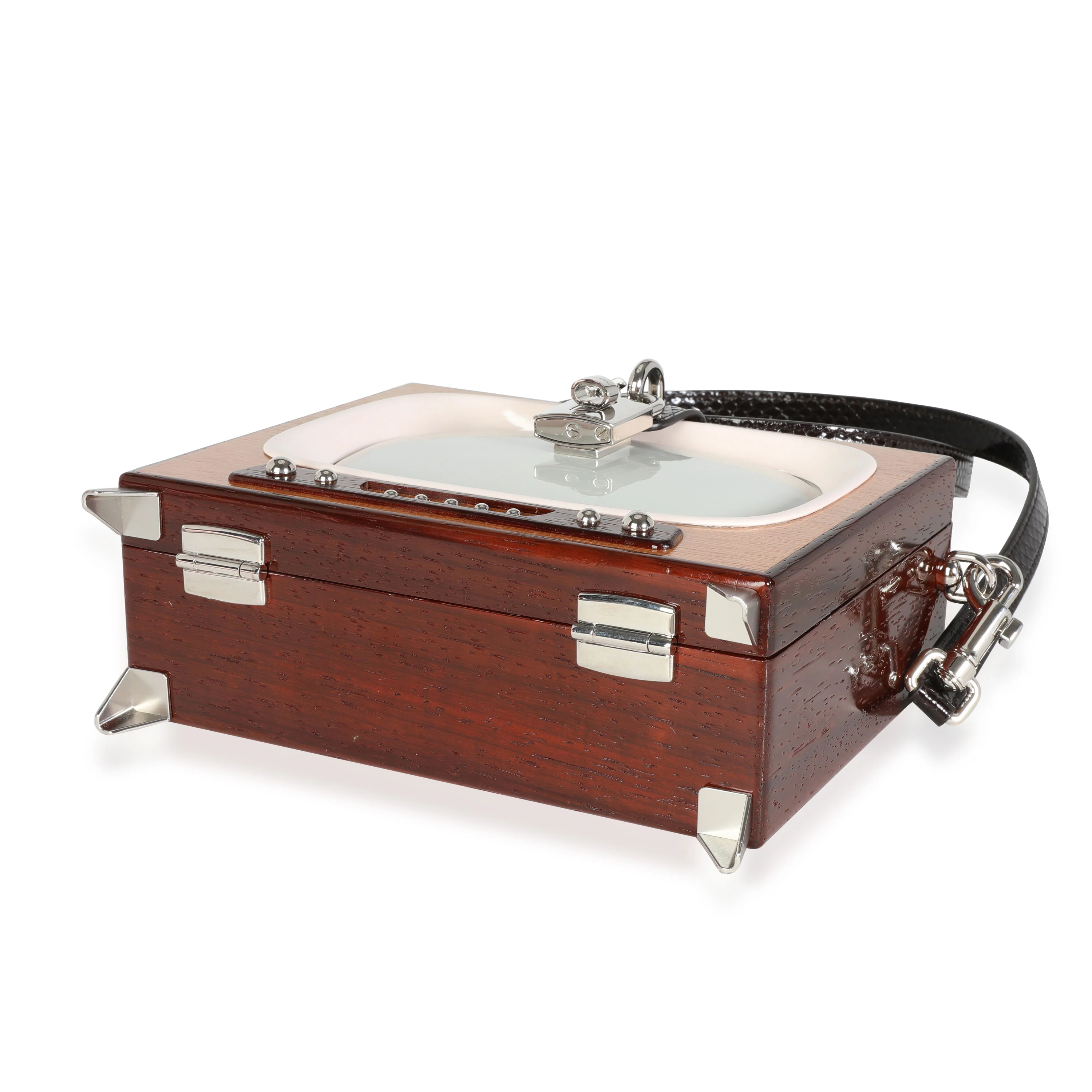 Hand Painted Wooden TV Box Bag with Snakeskin Strap - Image 7