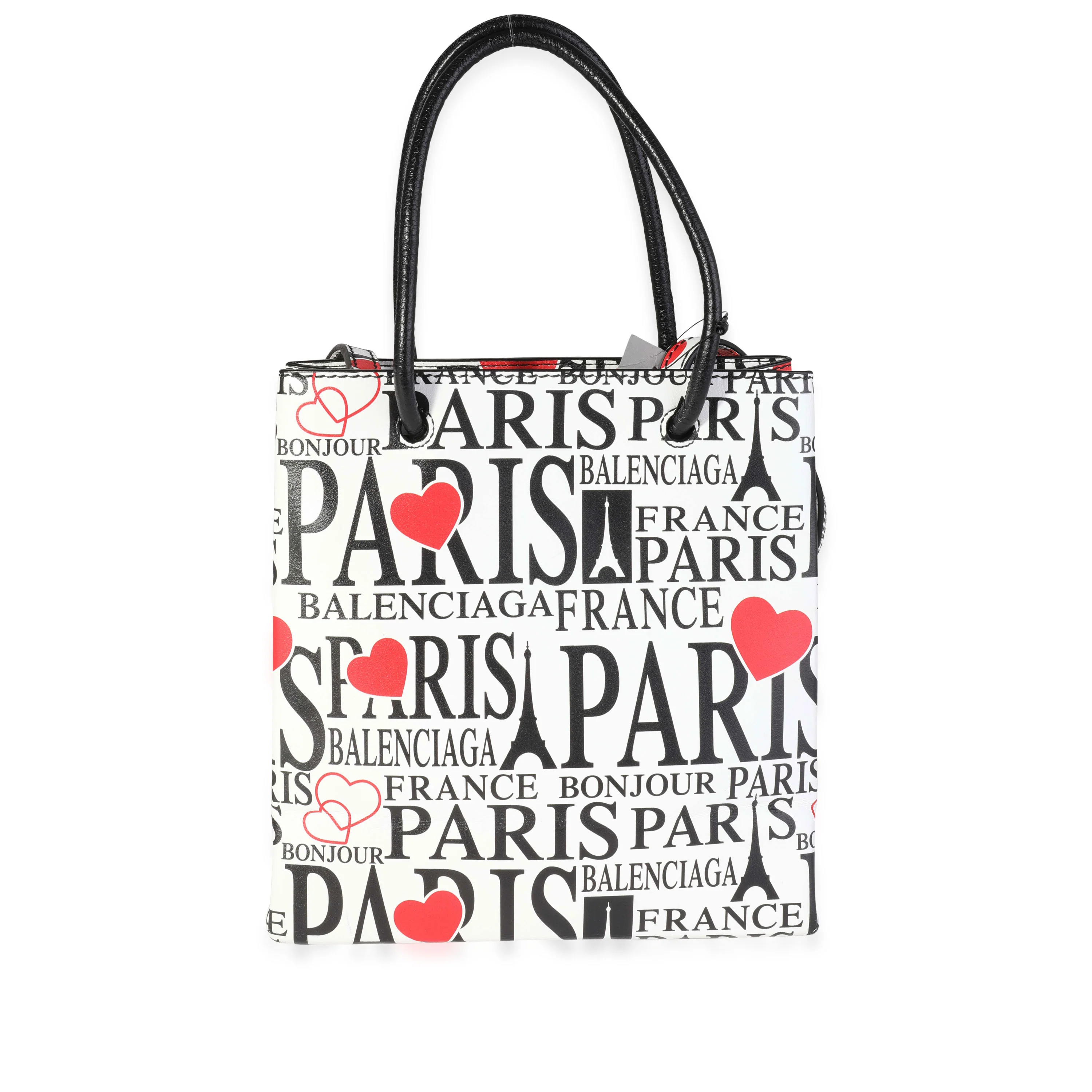 Balenciaga Black, Red, & White Bonjour Paris XXS Shopper Tote - Image 3