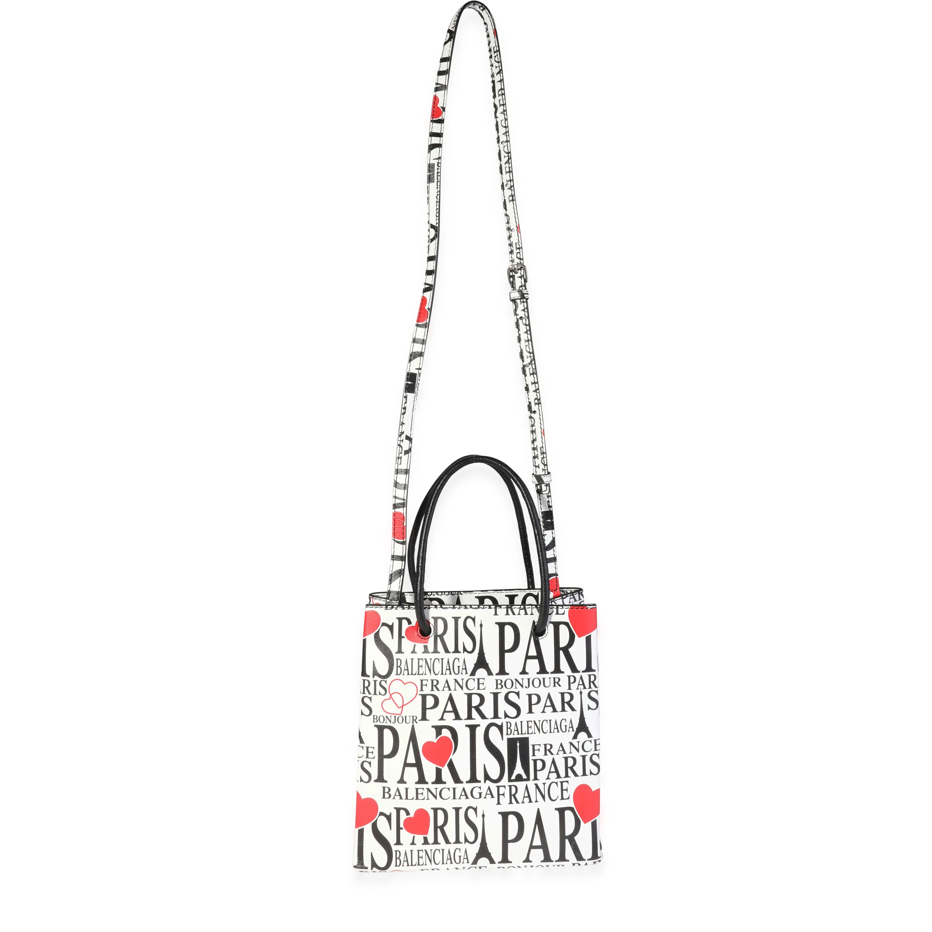 Balenciaga Black, Red, & White Bonjour Paris XXS Shopper Tote - Image 4