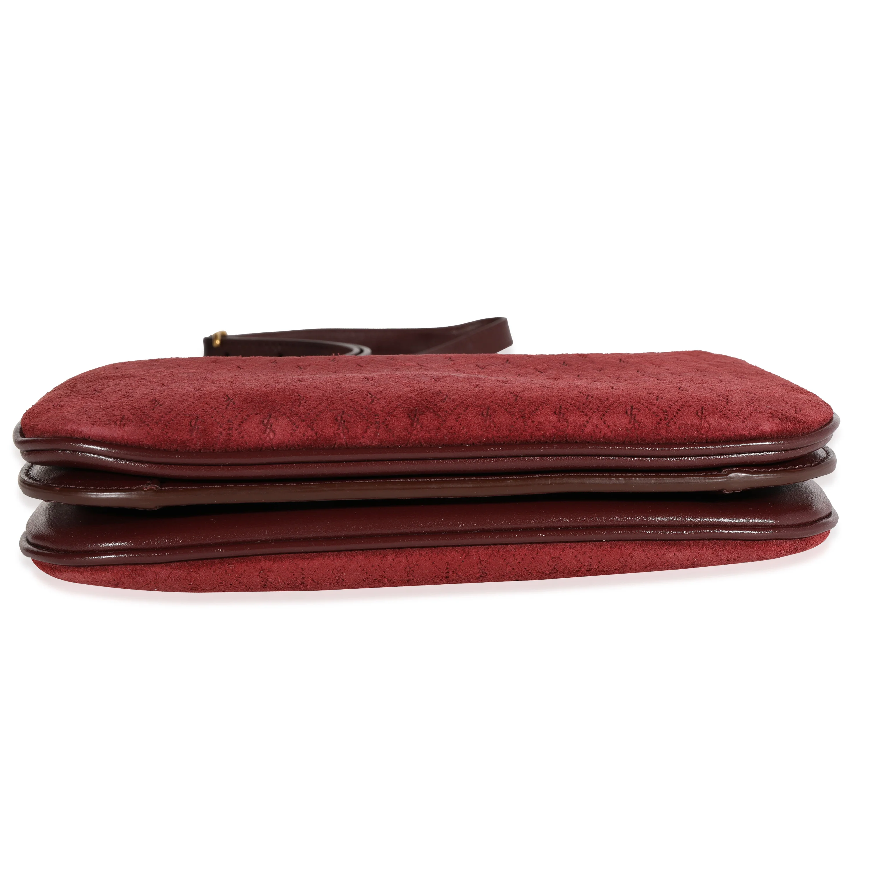 Burgundy Suede & Leather All-Over Monogram Bag - Image 5