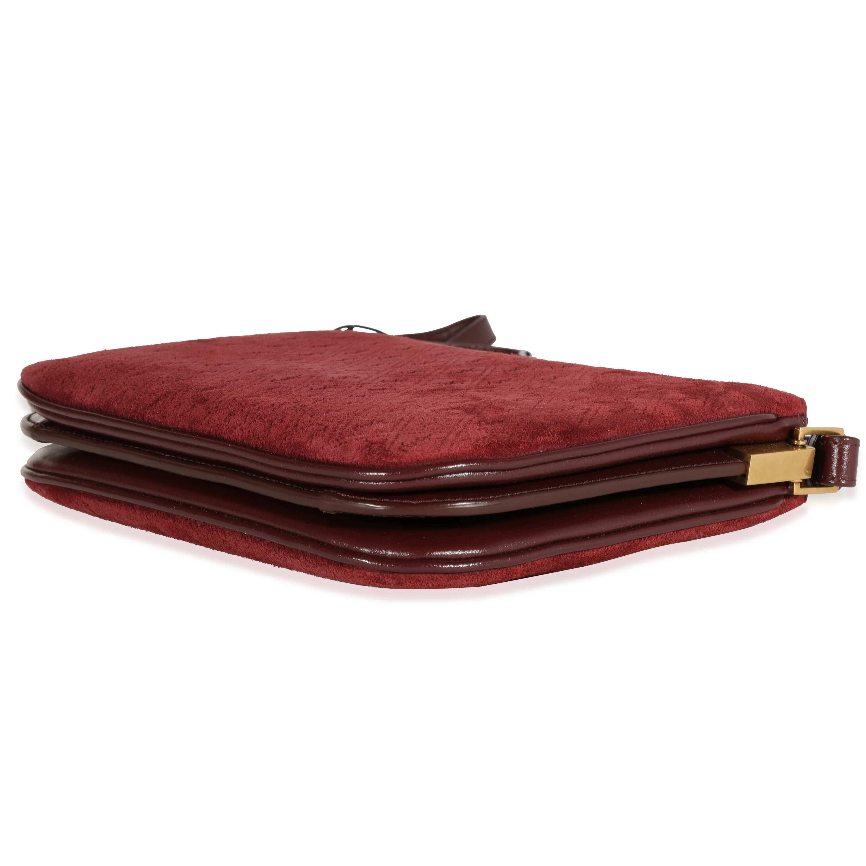 Burgundy Suede & Leather All-Over Monogram Bag - Image 6