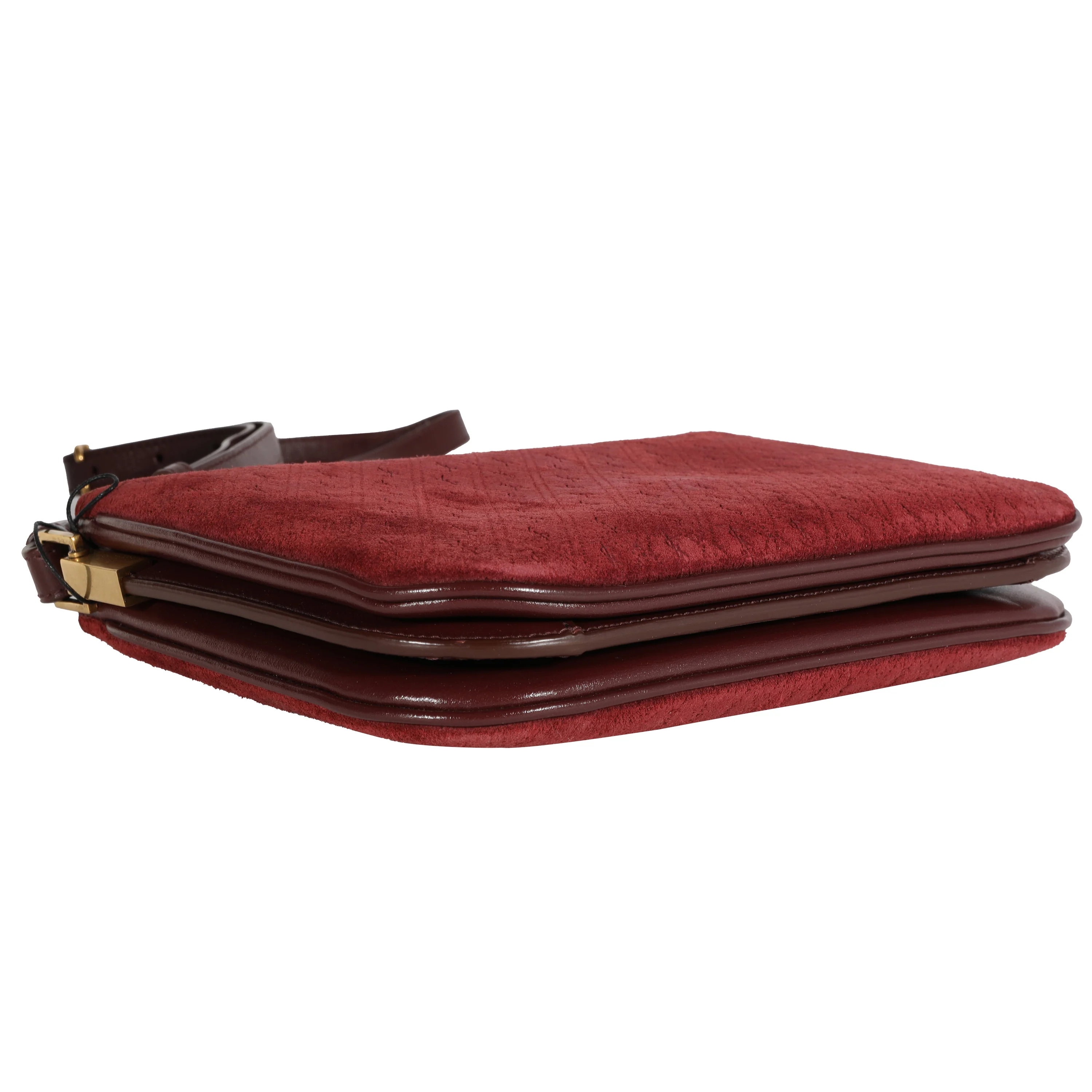 Burgundy Suede & Leather All-Over Monogram Bag - Image 7