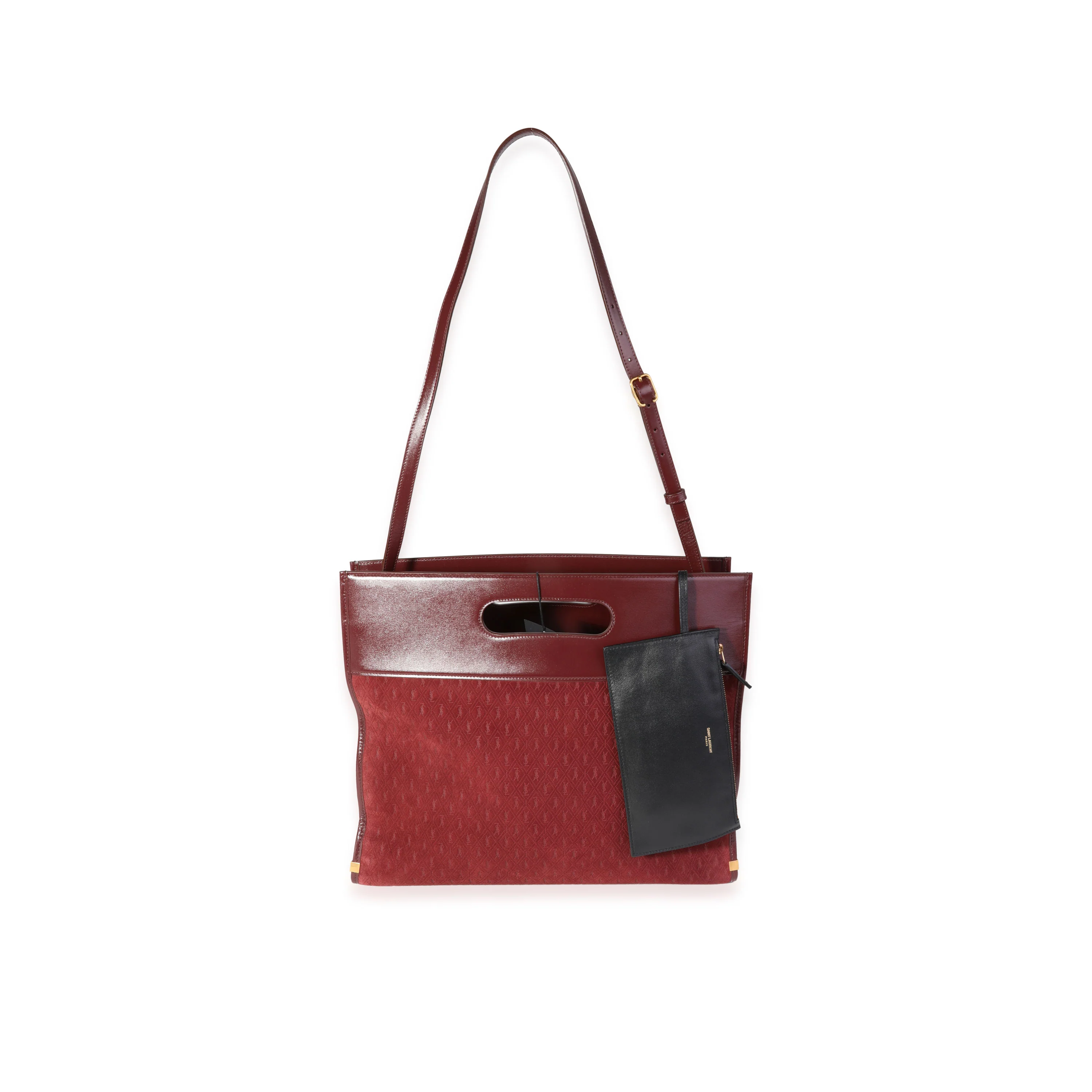 Rouge Suede & Leather All-Over Monogram Tote - Image 4