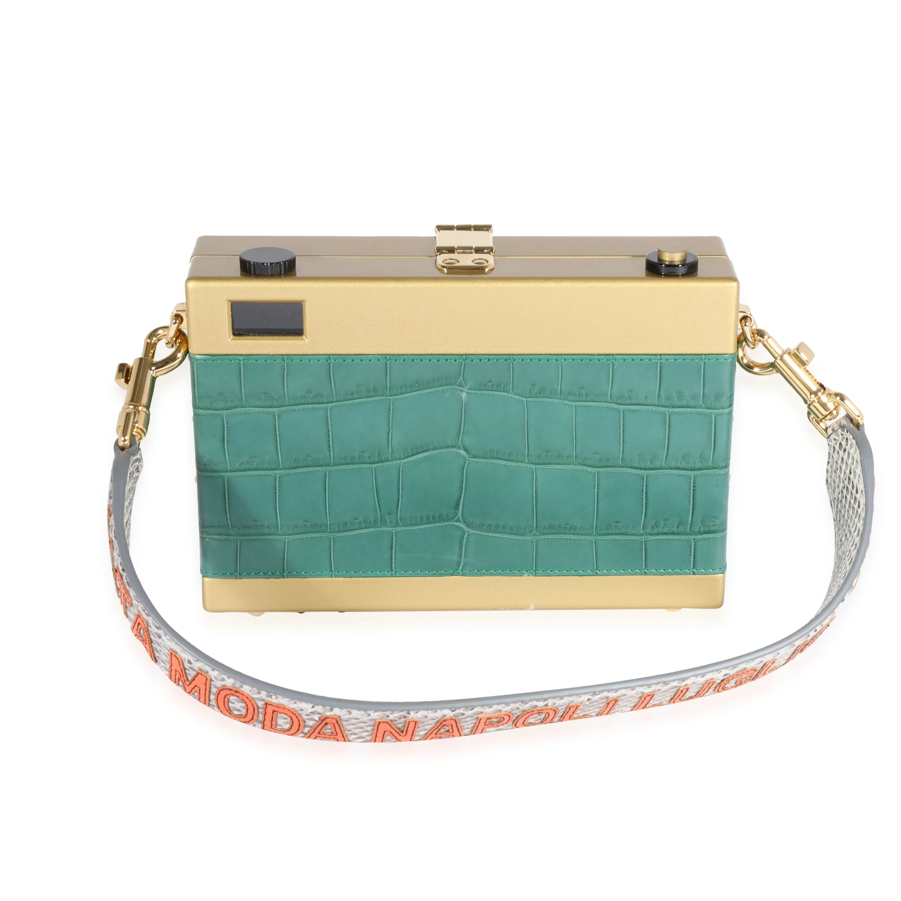 Green Embossed Gold Resin Camera Case Bag - Image 3