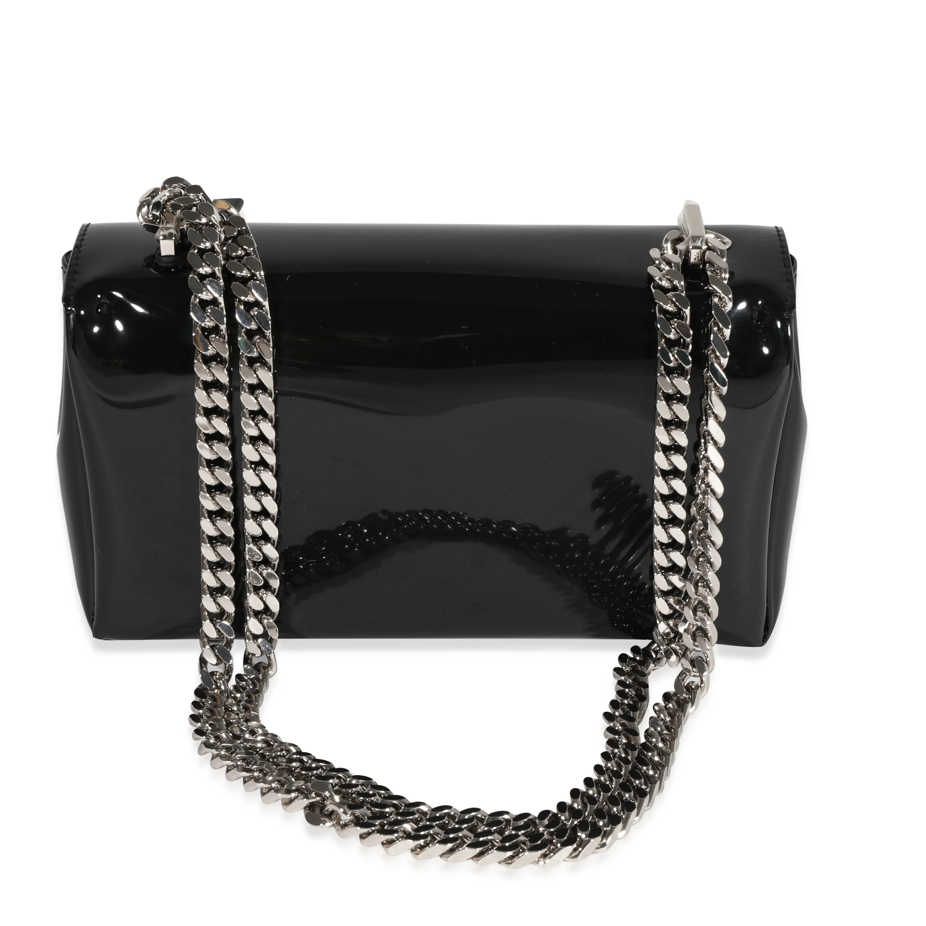 Black Patent Leather Tape Print Small Lola Bag - Image 3