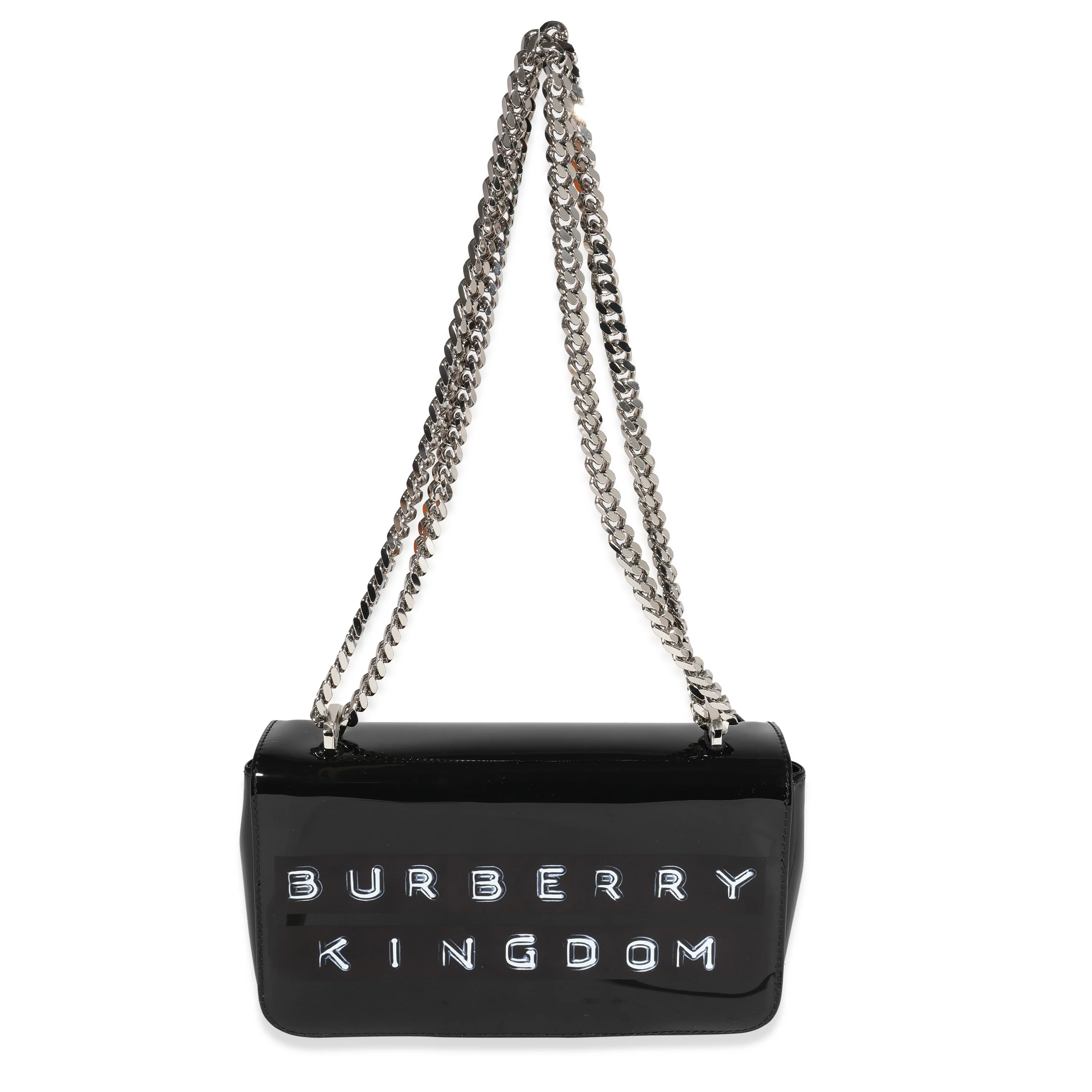 Black Patent Leather Tape Print Small Lola Bag - Image 8