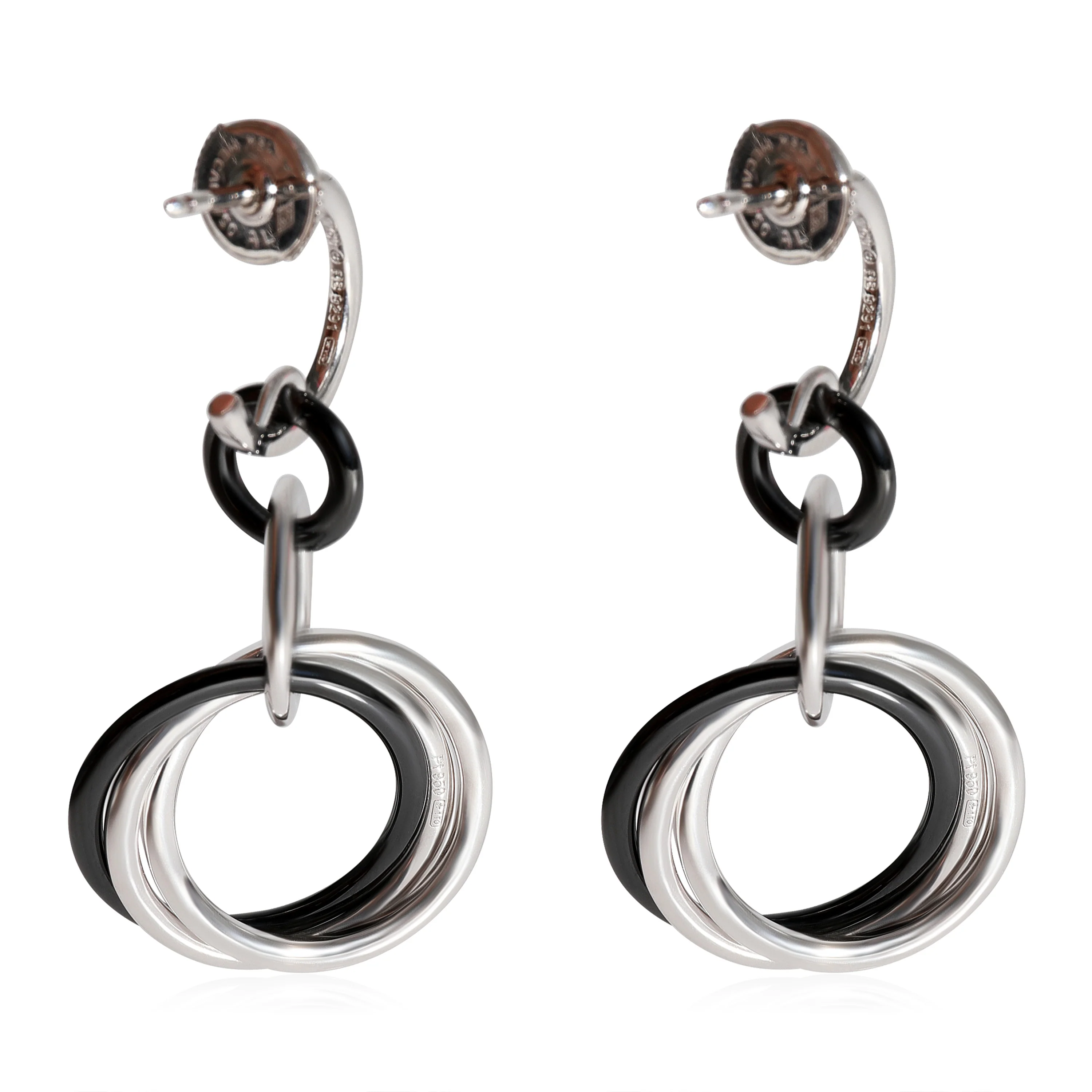 Cartier Trinity Diamond Earrings in 18K White Gold/Ceramic 0.19 CTW - Image 3