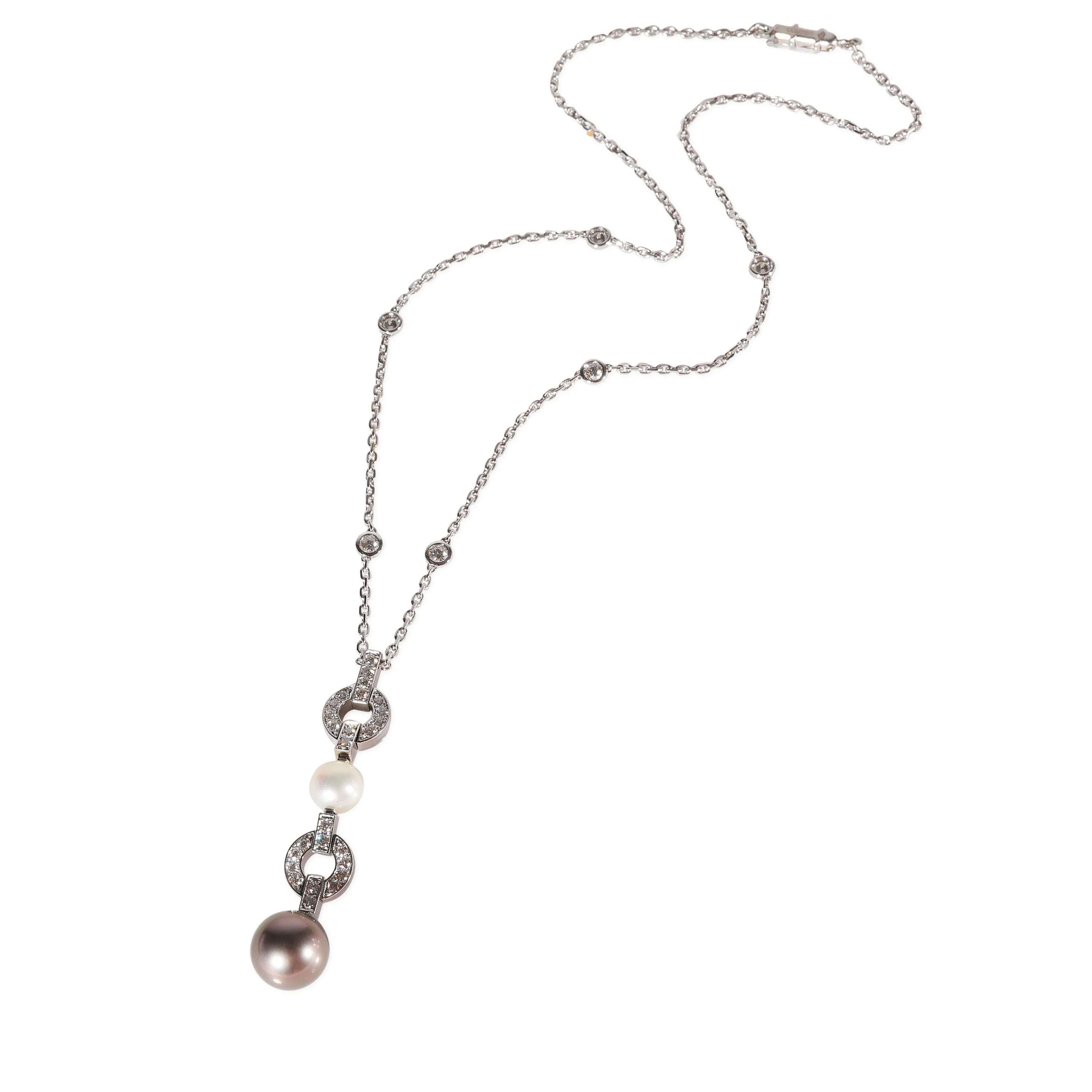 Cartier Himalia Pearl and Diamond  Pendant in 18K White Gold 1.3 CTW - Image 3