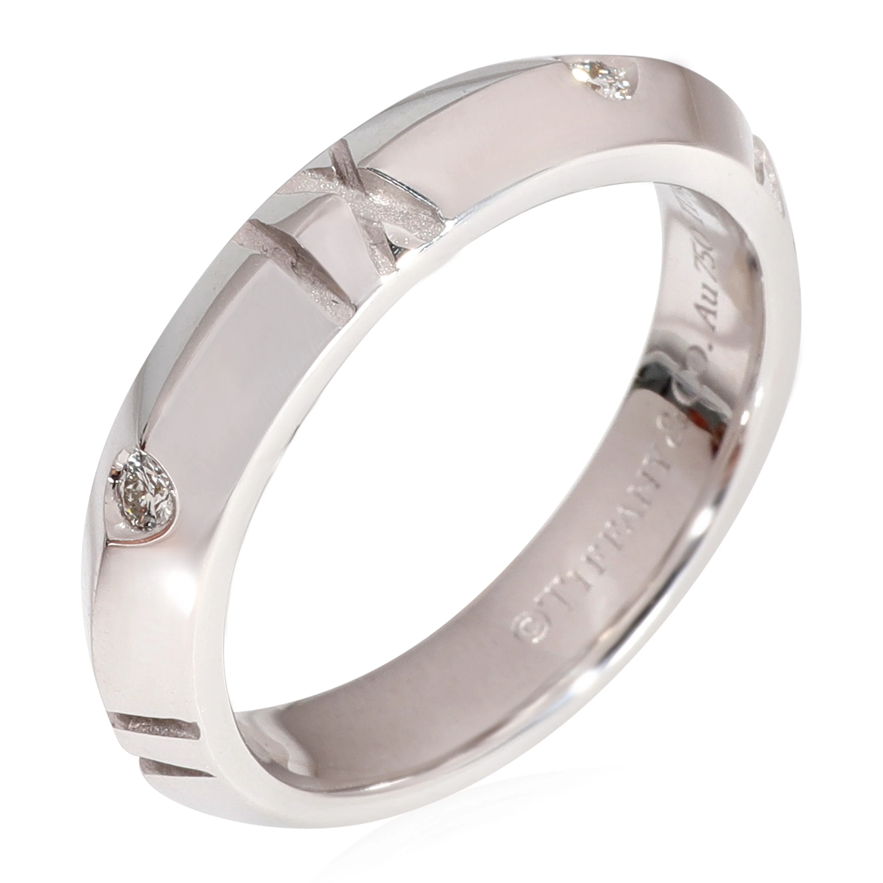 Tiffany & Co. Atlas X Closed Diamond Narrow Band in 18k White Gold 0.1 CTW - Image 3