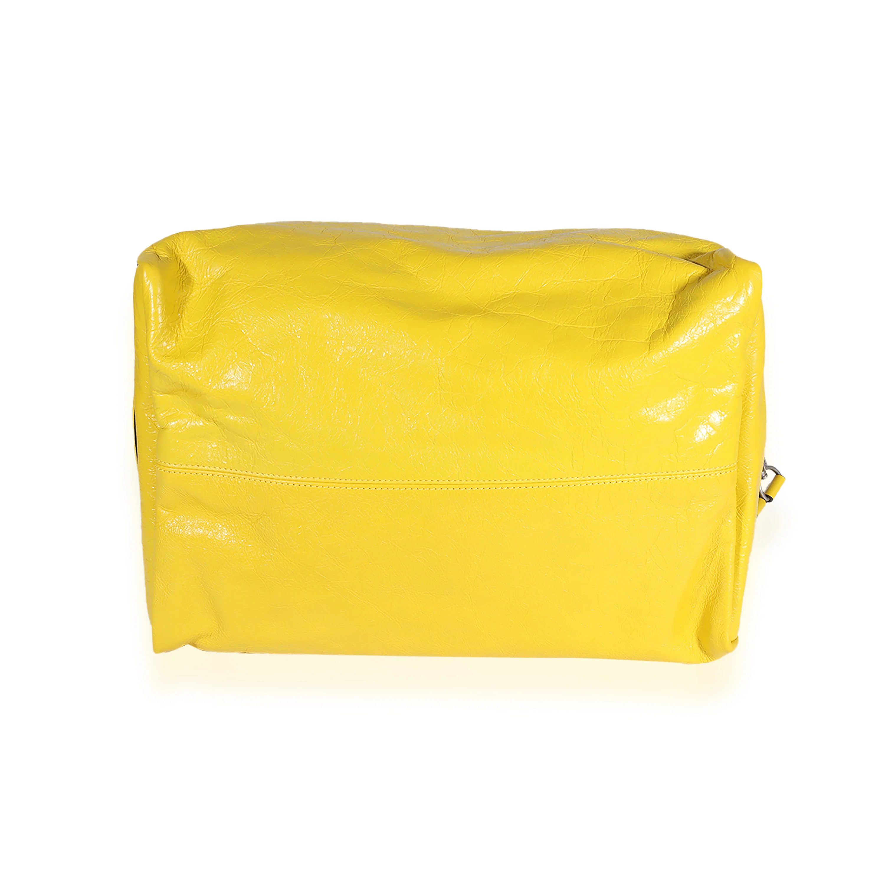 Yellow Soft Crinkled Leather Convertible Backpack Satchel - Image 6