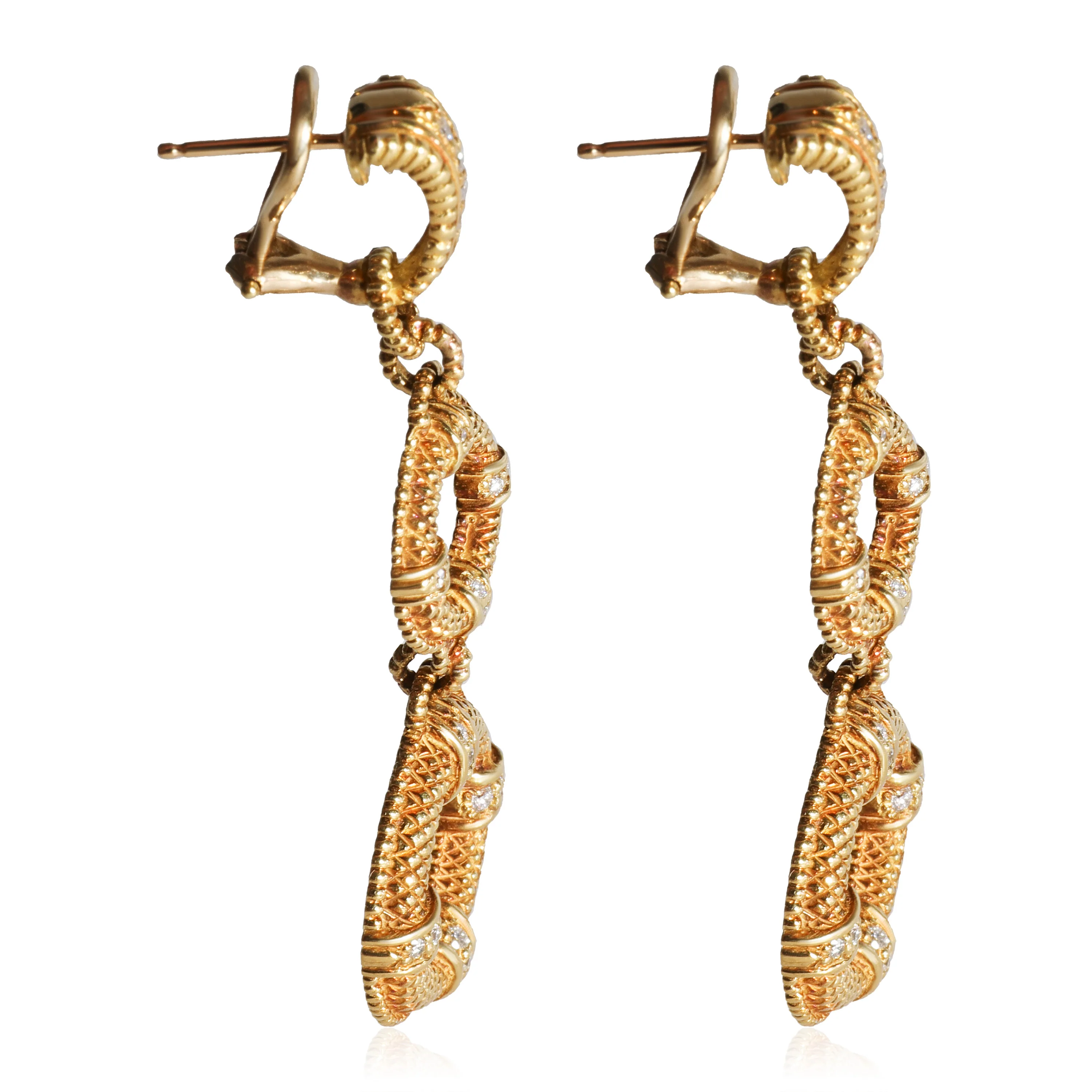 Circle Drop Diamond Earrings in 18k Yellow Gold 0.24 CTW - Image 3