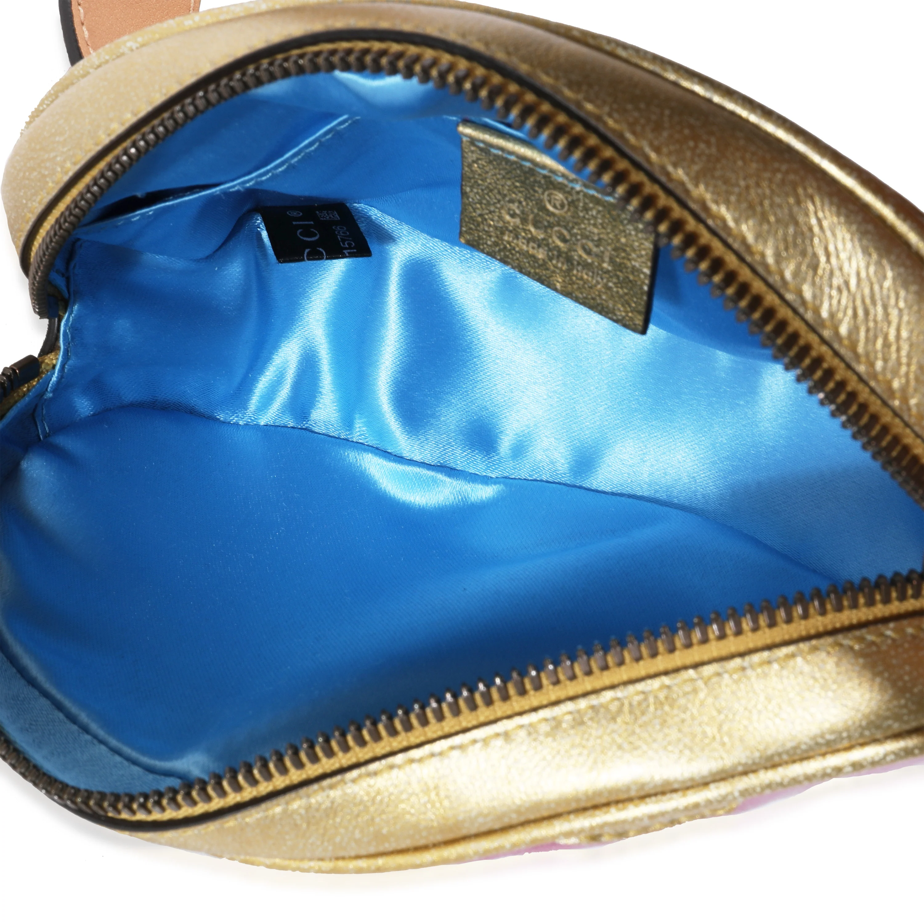 Pink & Gold Metallic Matelassé Marmont Belt Bag 85 - Image 4