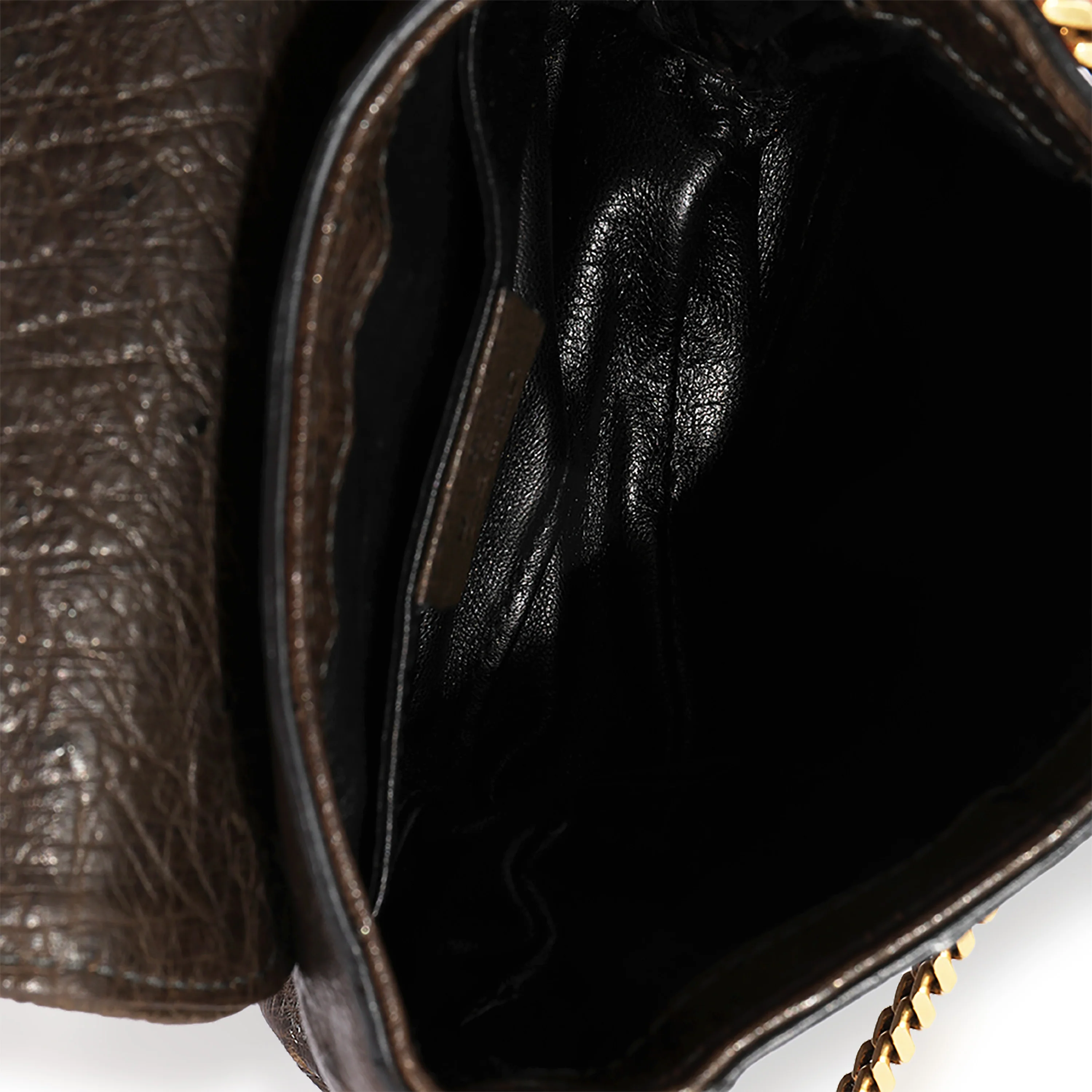 Gucci Brown Ostrich Small 1973 Chain Bag - Image 4