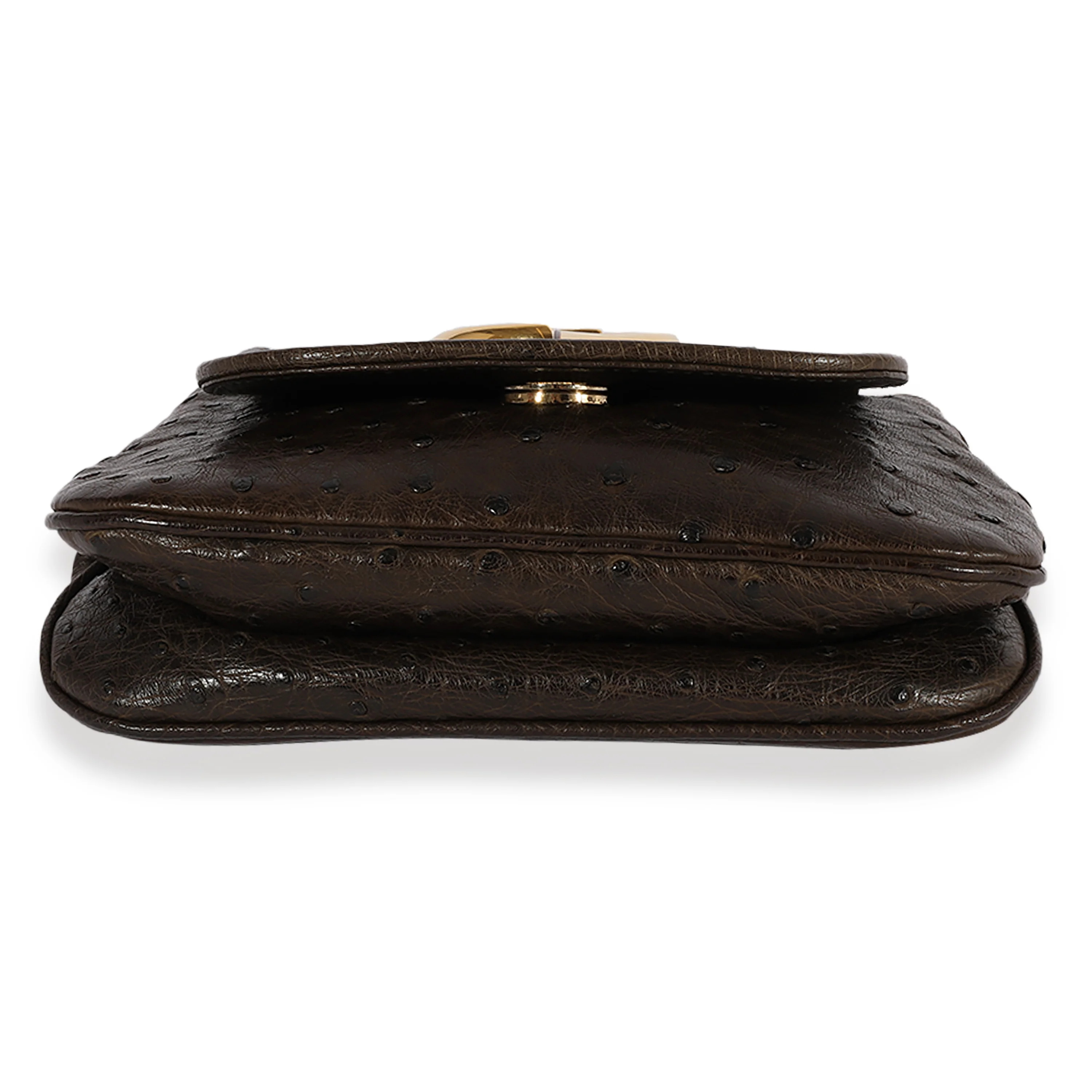 Gucci Brown Ostrich Small 1973 Chain Bag - Image 5