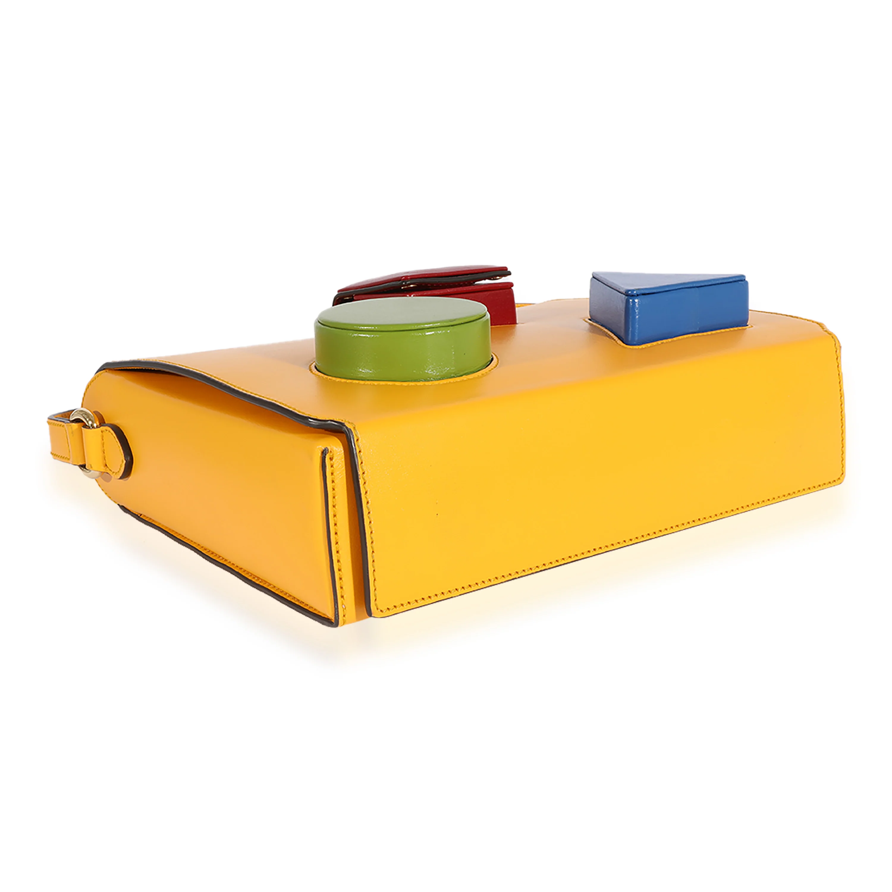 Yellow & Multicolor Leather Board Messenger Bag - Image 4