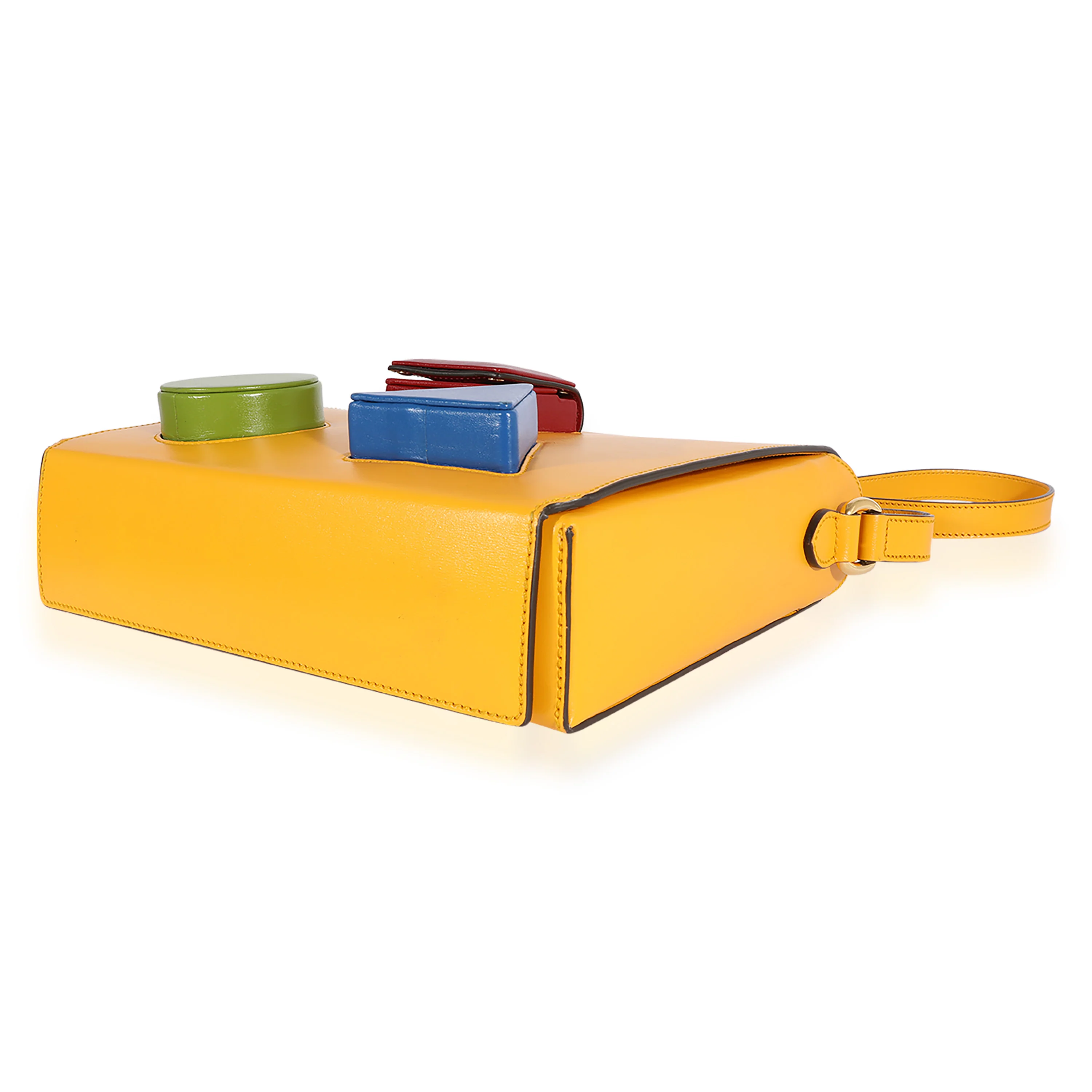 Yellow & Multicolor Leather Board Messenger Bag - Image 6