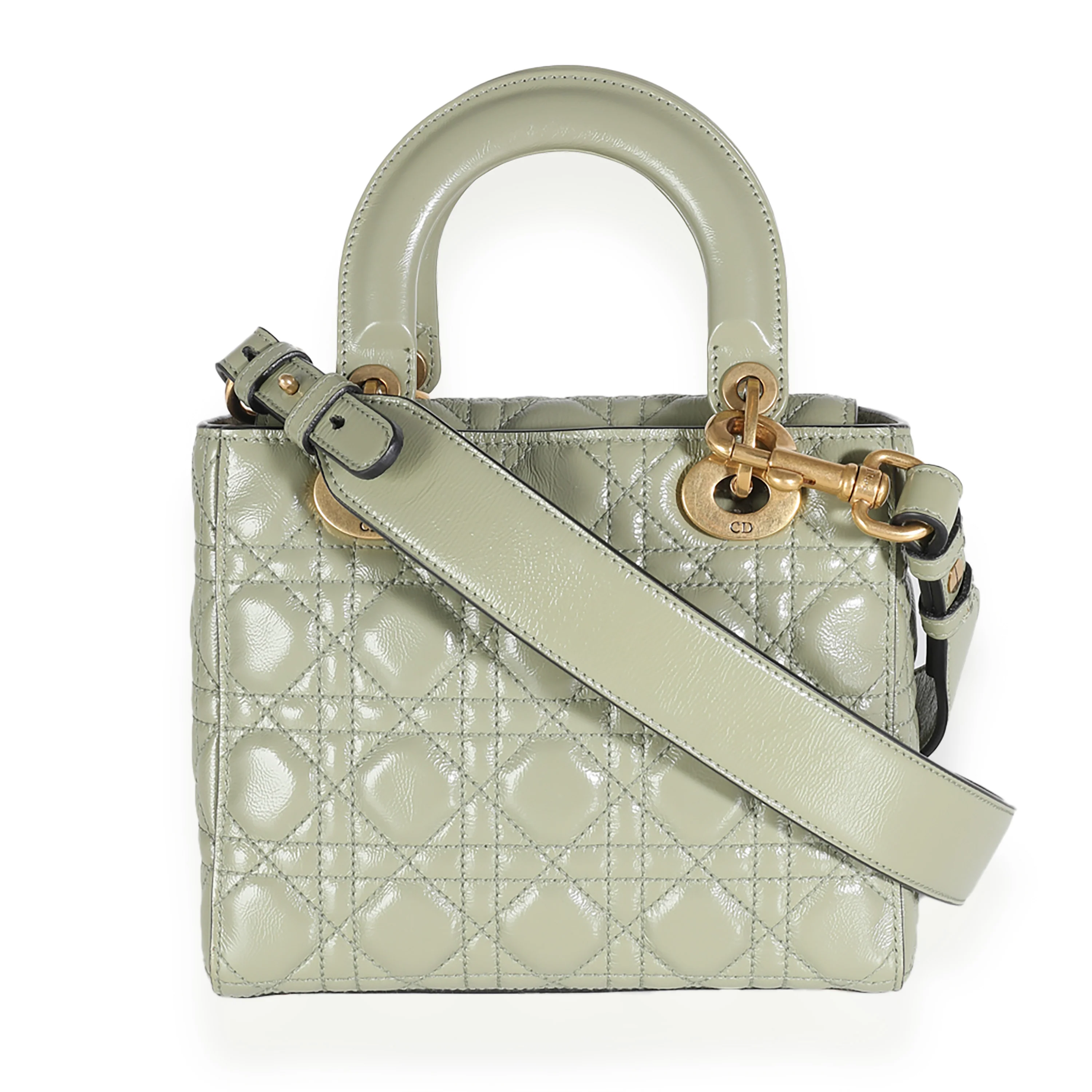 Green Crinkled Patent Cannage Lucky Badges My Lady Dior Bag - Image 4