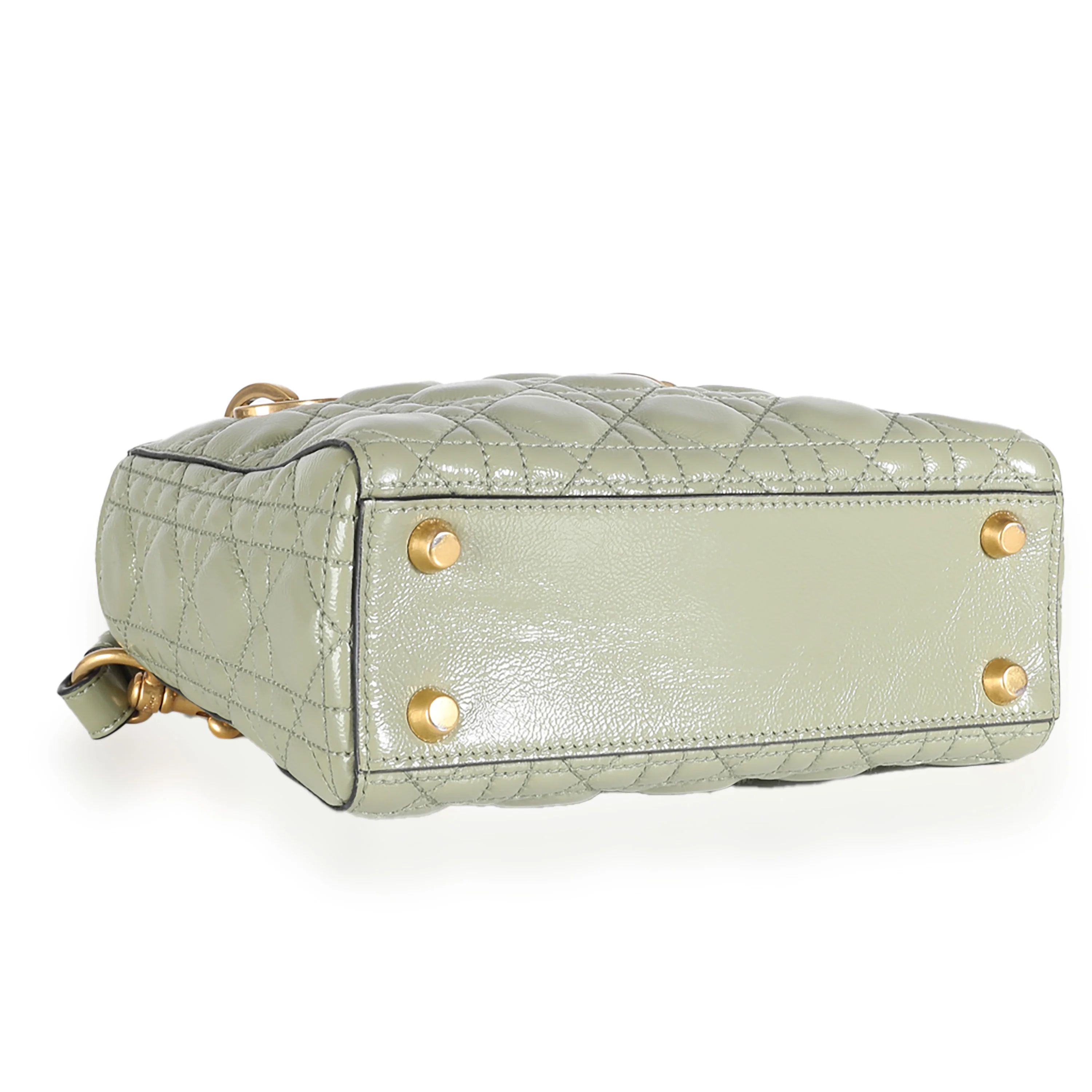 Green Crinkled Patent Cannage Lucky Badges My Lady Dior Bag - Image 6