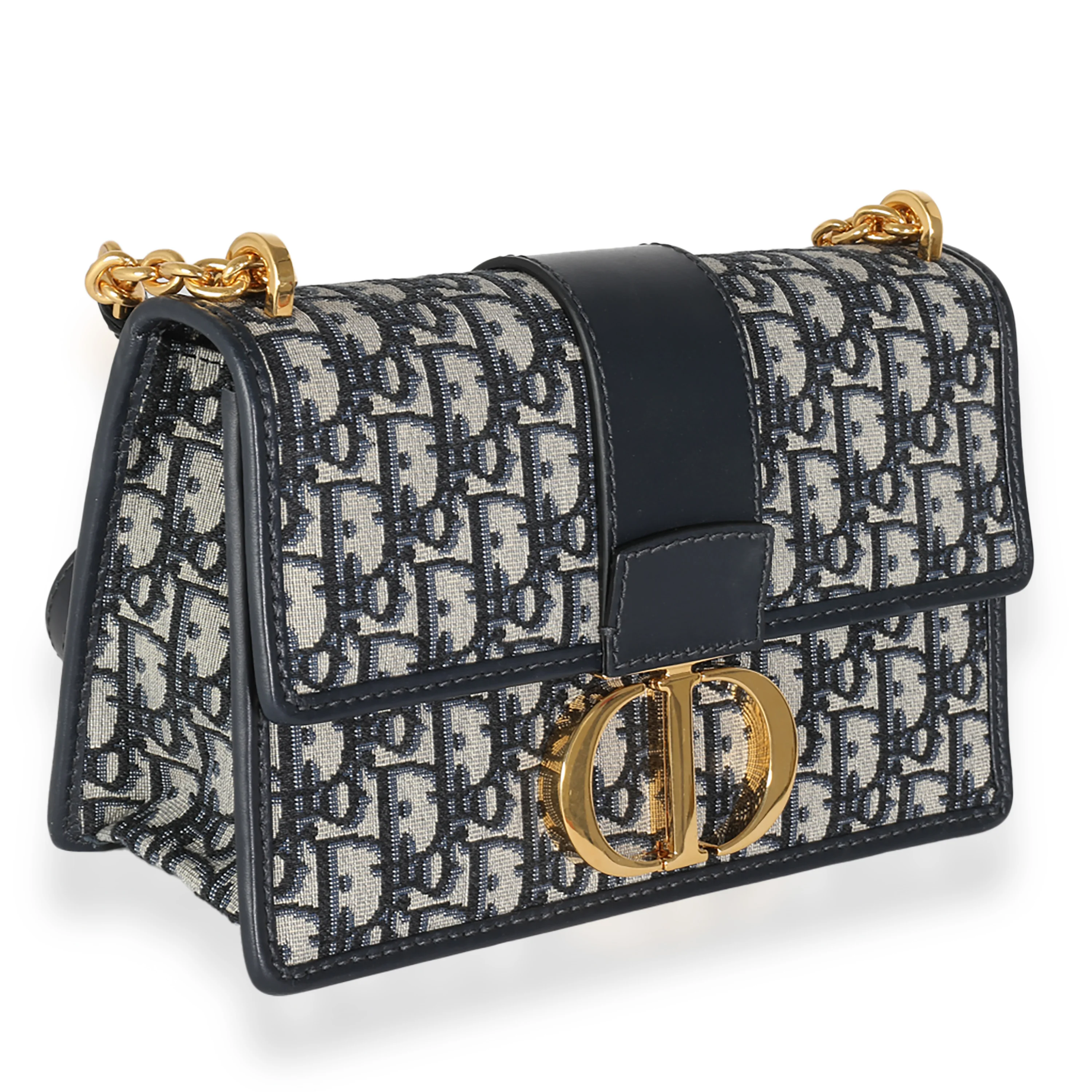 Navy Oblique Jacquard 30 Montaigne Chain Bag - Image 3