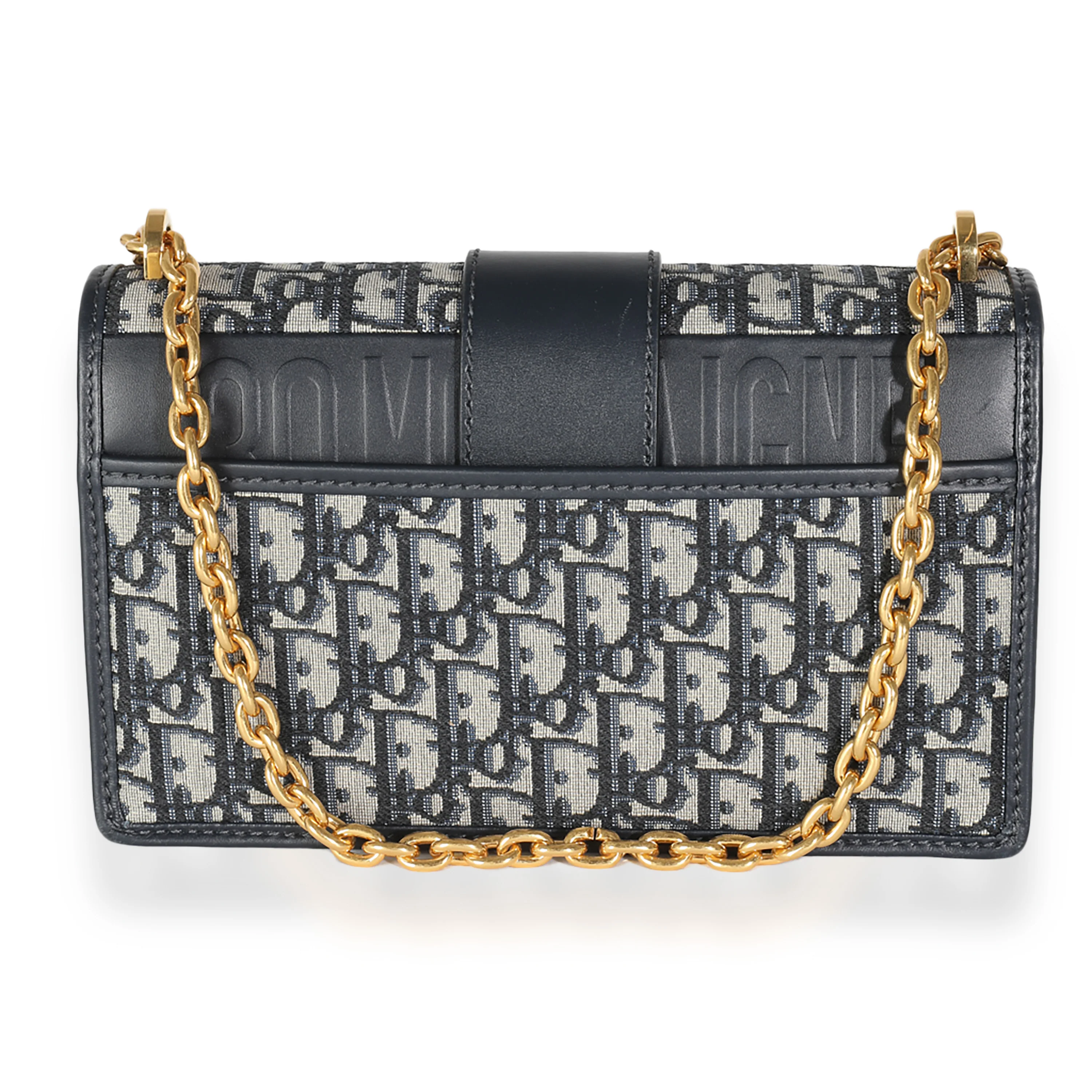 Navy Oblique Jacquard 30 Montaigne Chain Bag - Image 4