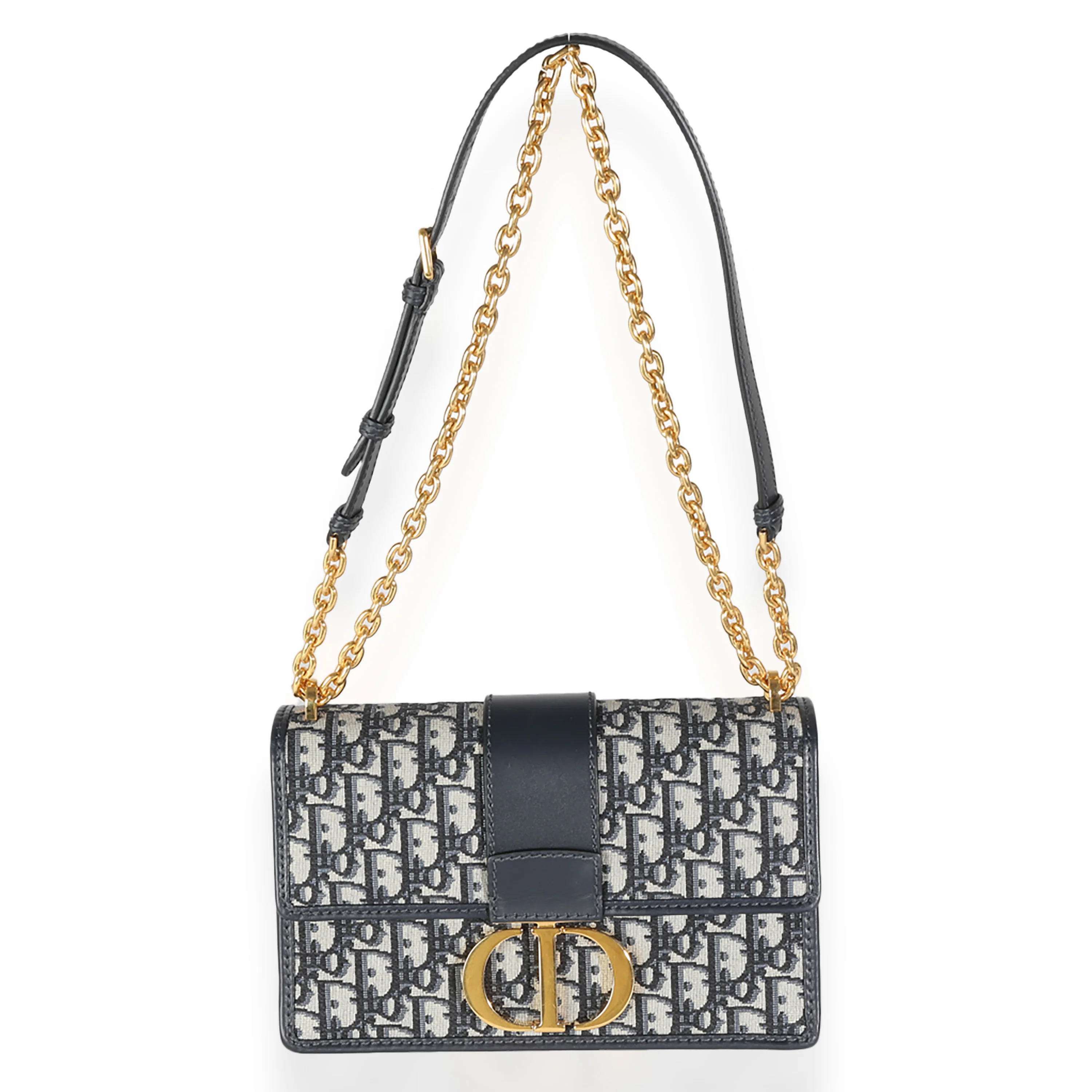Navy Oblique Jacquard 30 Montaigne Chain Bag - Image 8