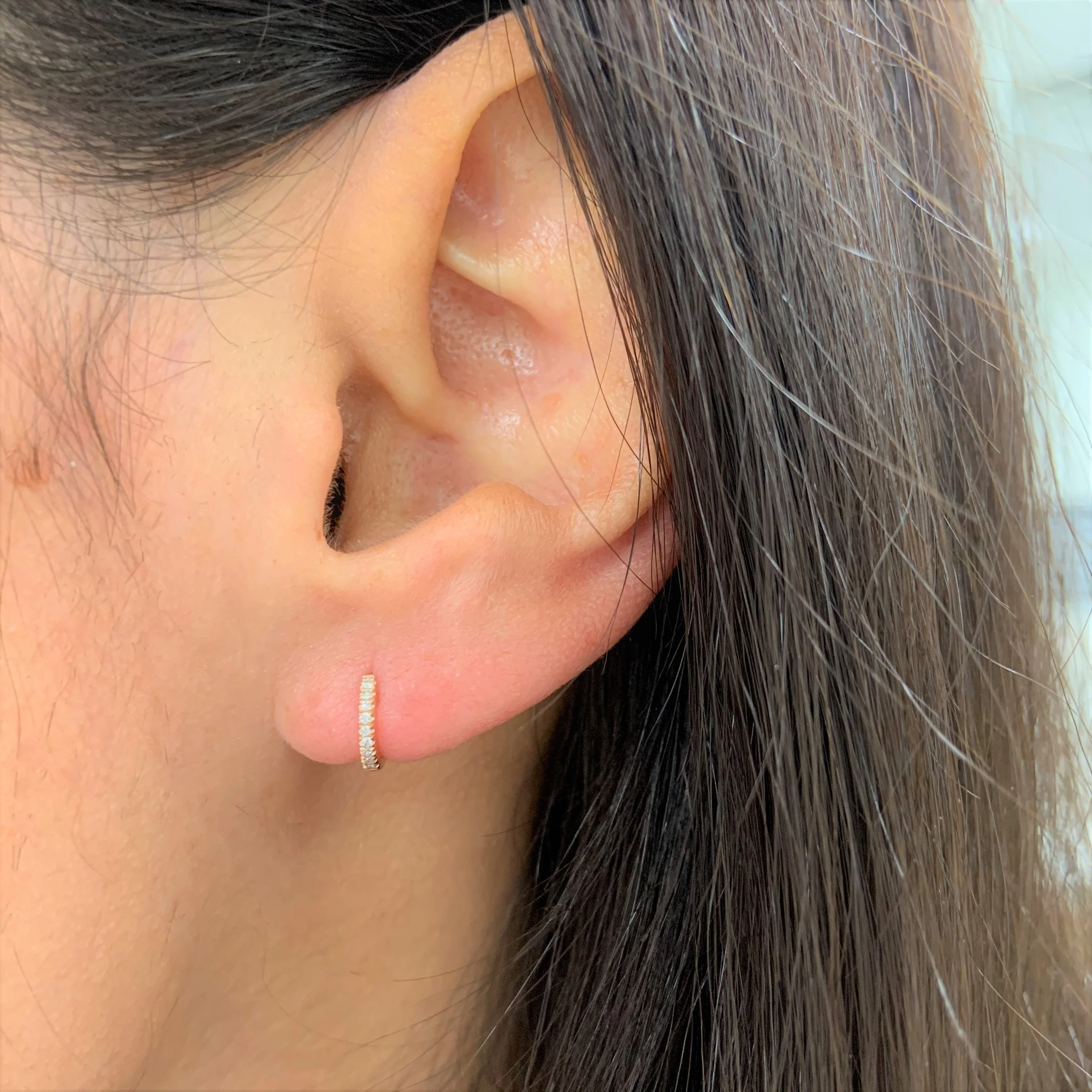 14k Black Gold & Black Diamond Huggies, 0.05 Ctw - Image 3