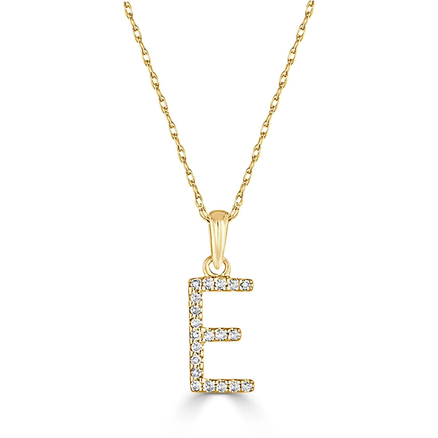 14k White Gold & Diamond Initial Necklace- E - Image 3