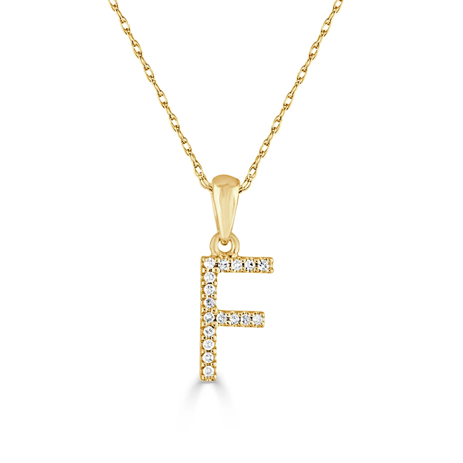 14k White Gold & Diamond Initial Necklace- F - Image 3