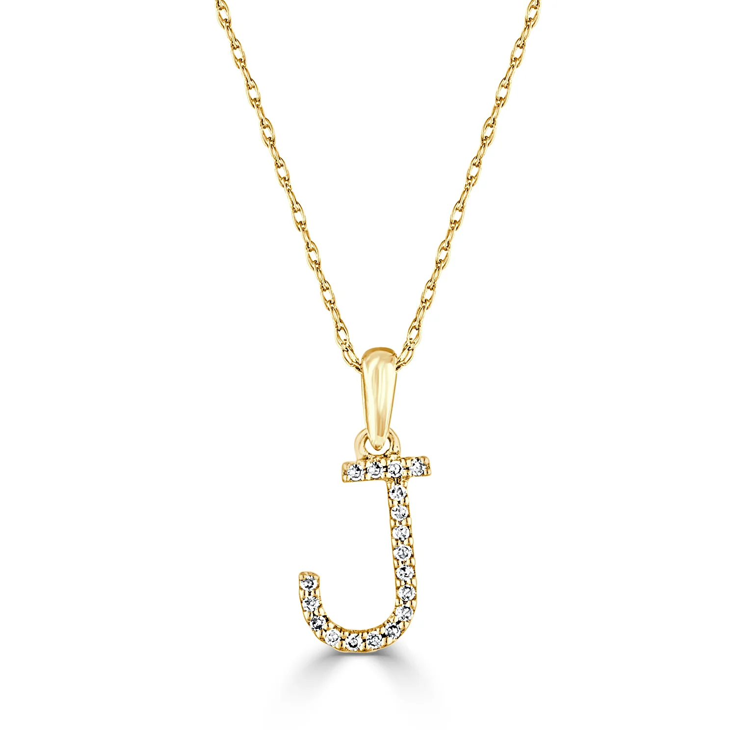 14k White Gold & Diamond Initial Necklace- J - Image 3