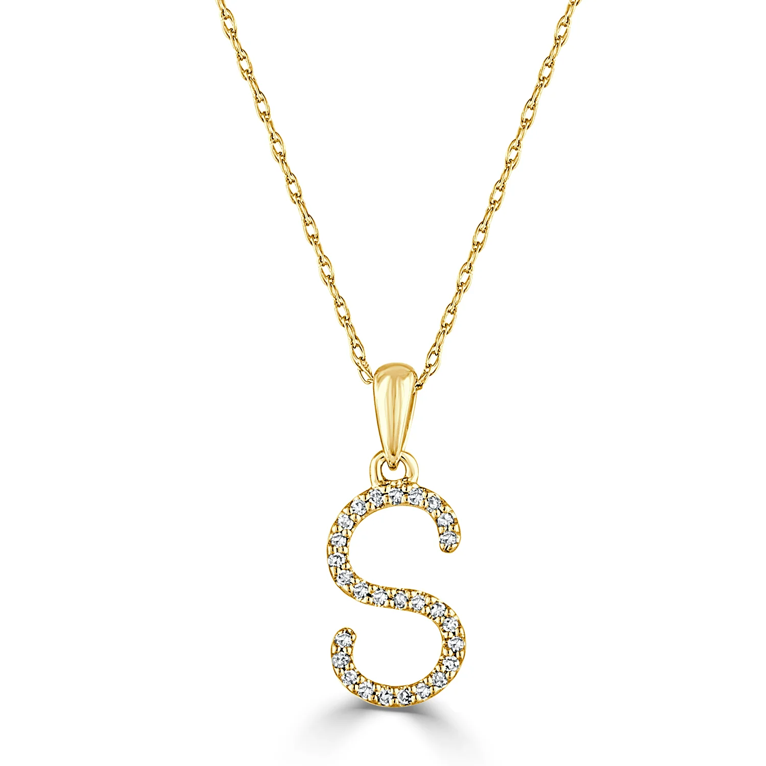 14k White Gold & Diamond Initial Necklace- S - Image 3