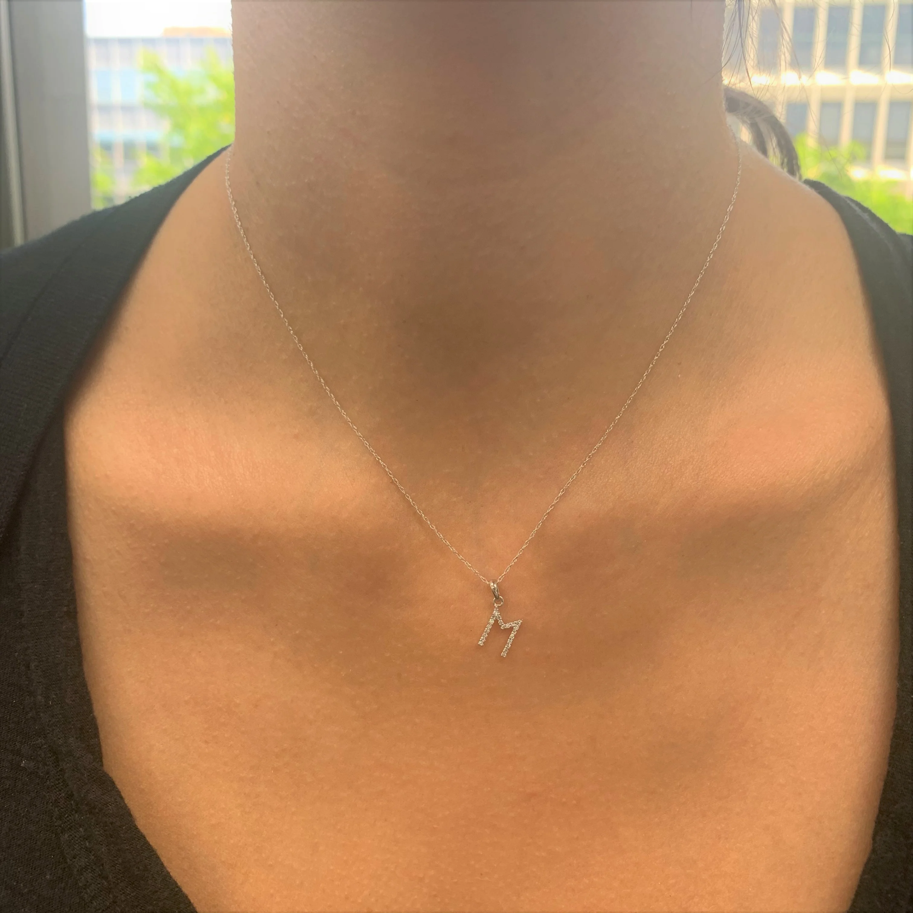 14k White Gold & Diamond Initial Necklace- S - Image 4