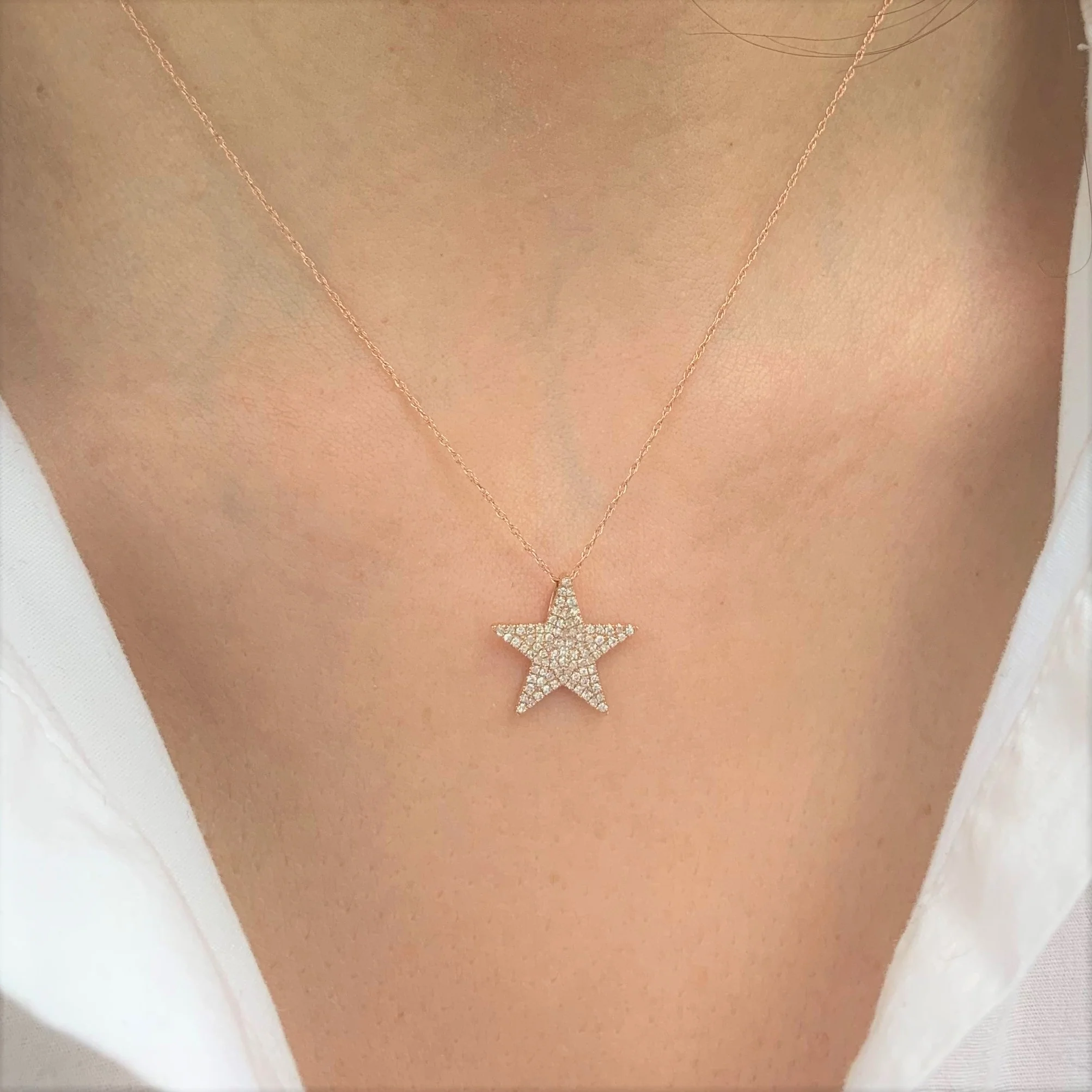 Diamond Star Necklace in 14K Rose Gold - Image 3